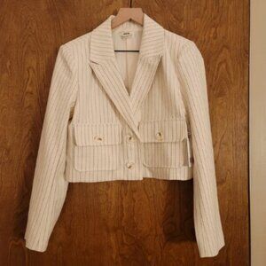 Jason Wu Women's Cream Cropped Striped Suit Jacket Size Laege NWT